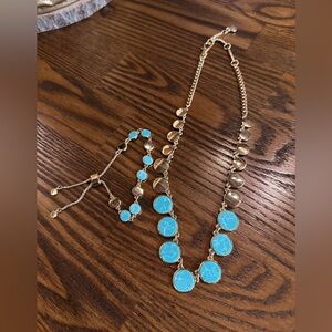 DKNY Gold and Turquoise Necklace Set